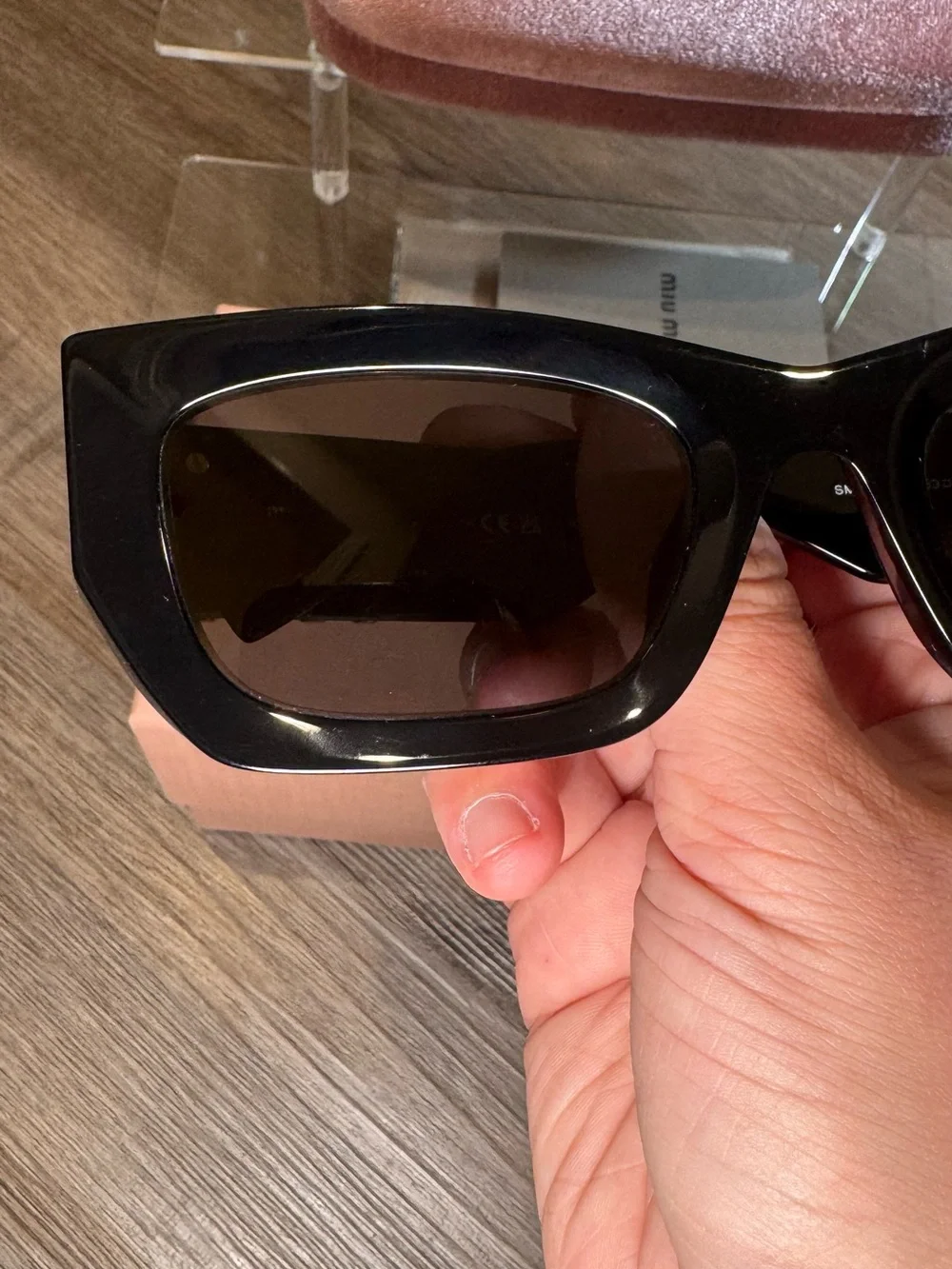 Miu Miu Logo Glimpse Rectangular Sunglasses SMU 09W